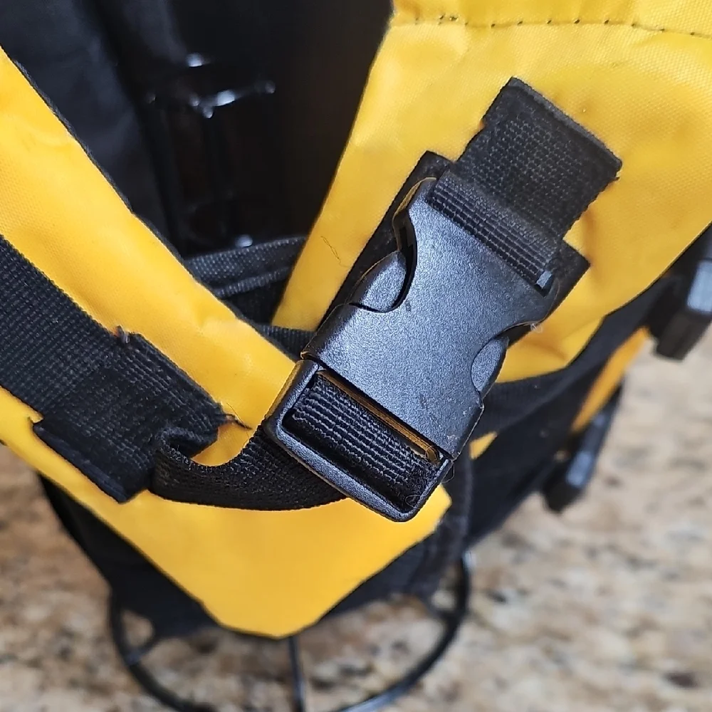 NWoT Yellow Dog Life Jacket with Black Straps fits medium size dog - adjustable